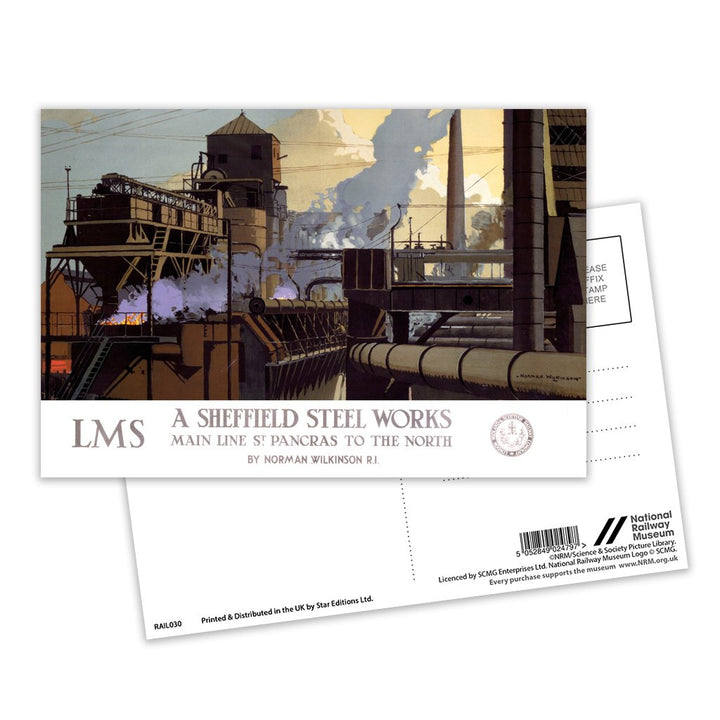 Sheffield Steel Works - Main line St Pancras to the North Postcard Pack of 8