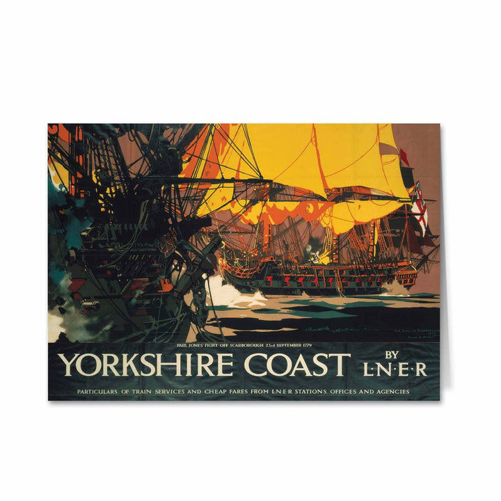 Yorkshire Coast - Paul Jones fights off Scarbough 23rd sept 1779 Greeting Card