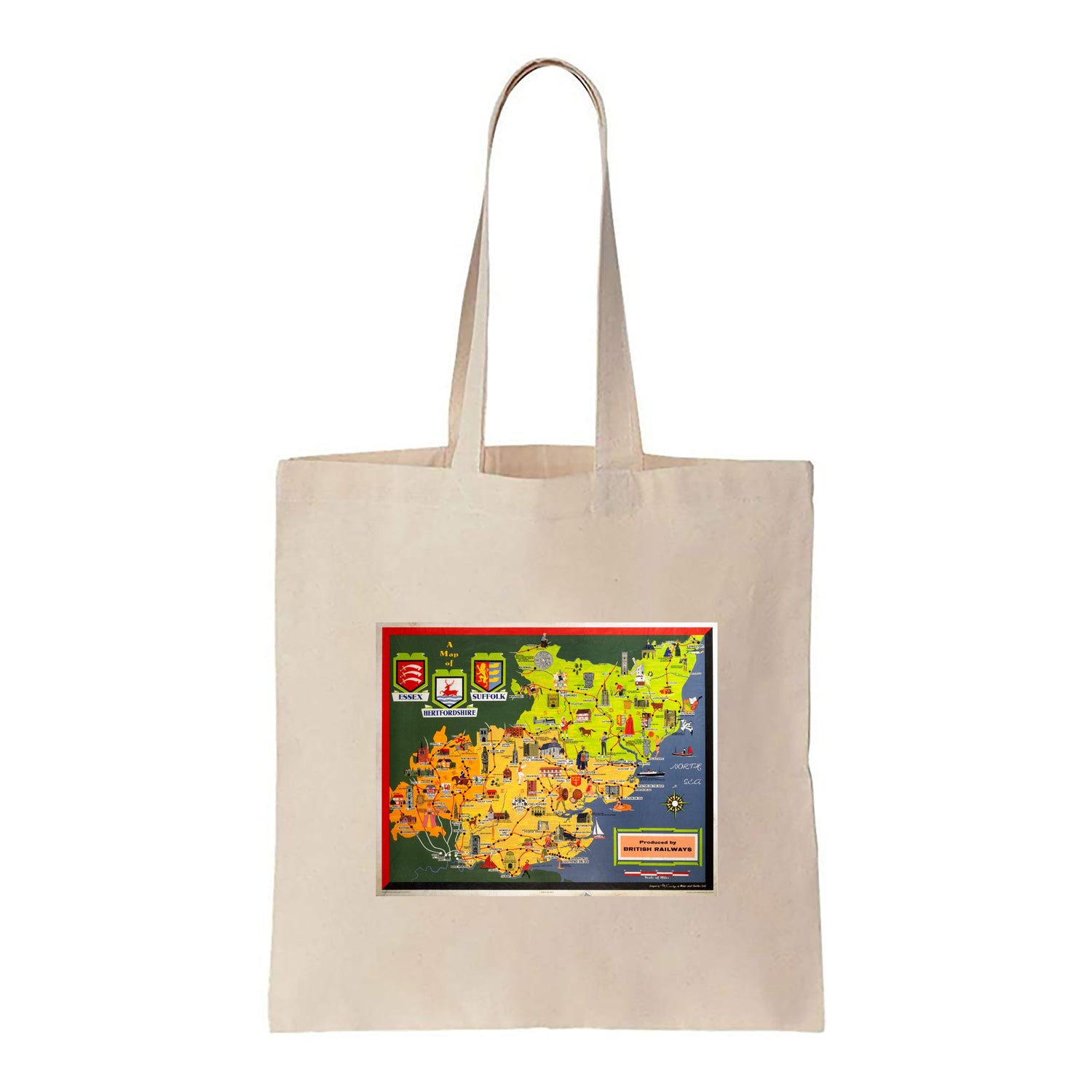 Essex Suffolk and Hertfordshire map - British Railways - Canvas Tote Bag