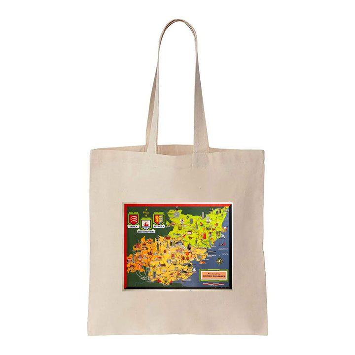 Essex Suffolk and Hertfordshire map - British Railways - Canvas Tote Bag