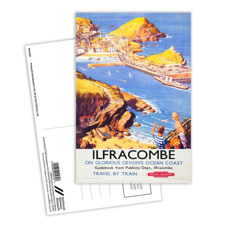 Ilfracombe - Clifftop View of the beach Postcard Pack of 8