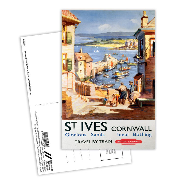 St Ives Cornwall - Glorious sand and Ideal Bathing Postcard Pack of 8