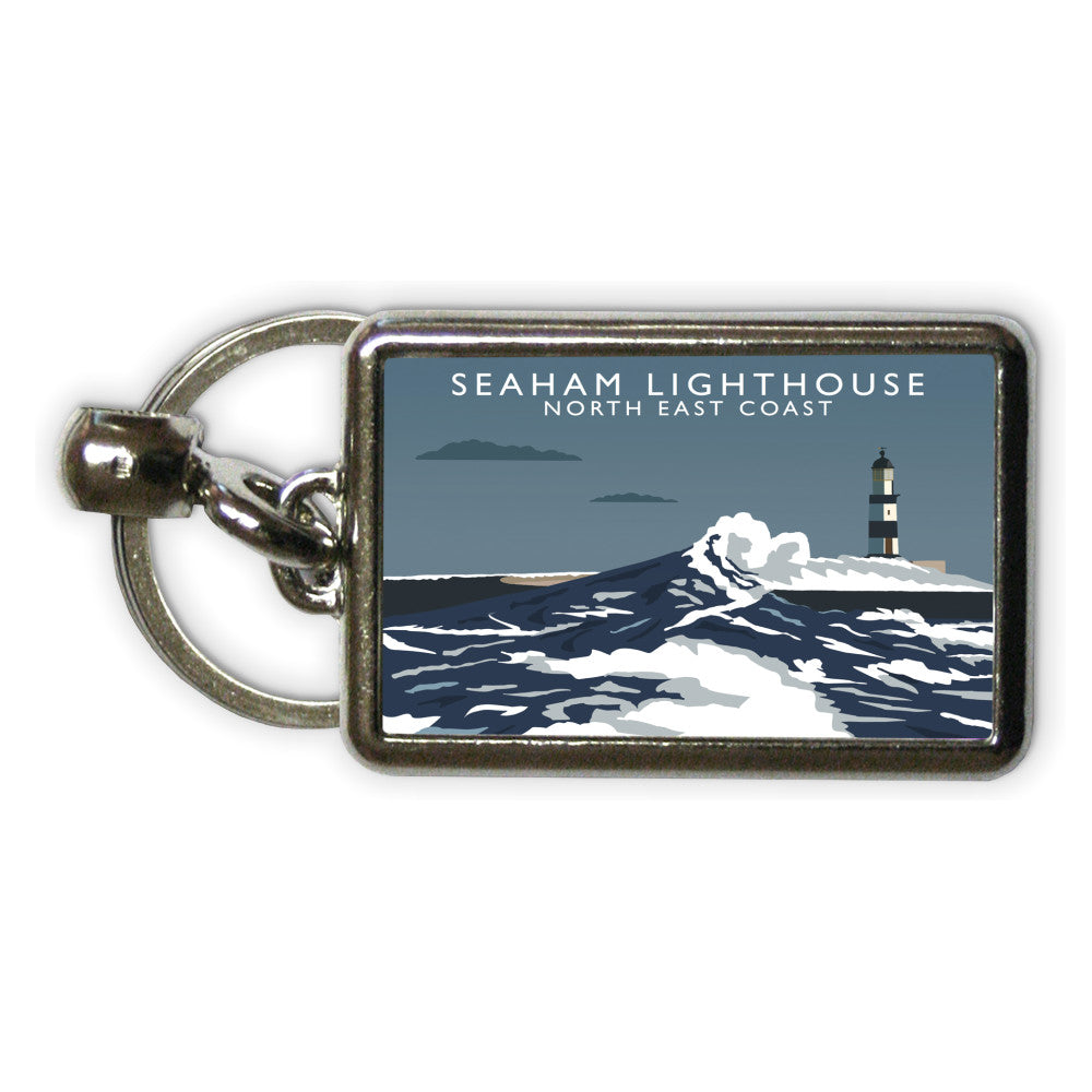 Seaham Lighthouse, North East Coast, County Durham Metal Keyring