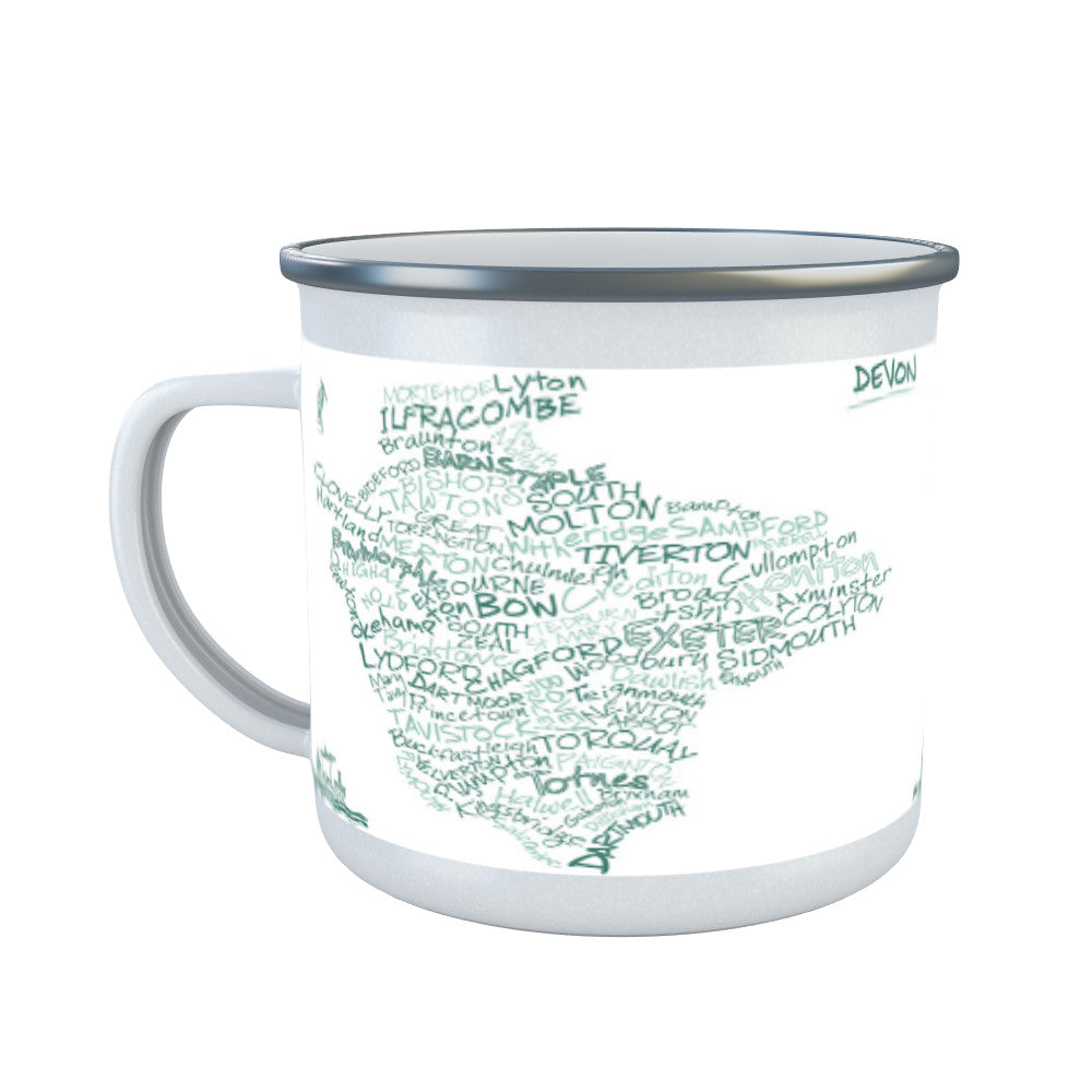 County Map of Devon, Enamel Mug