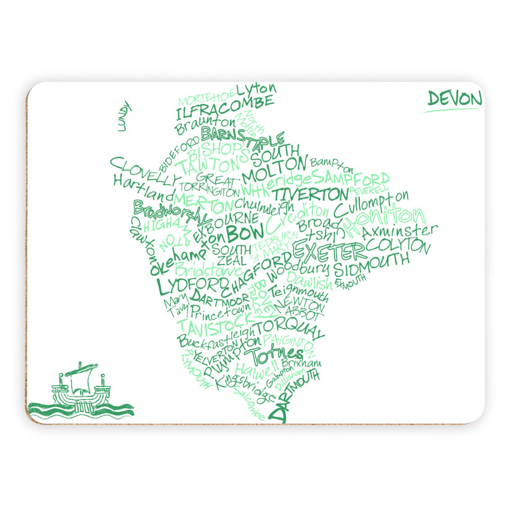 County Map of Devon, Placemat