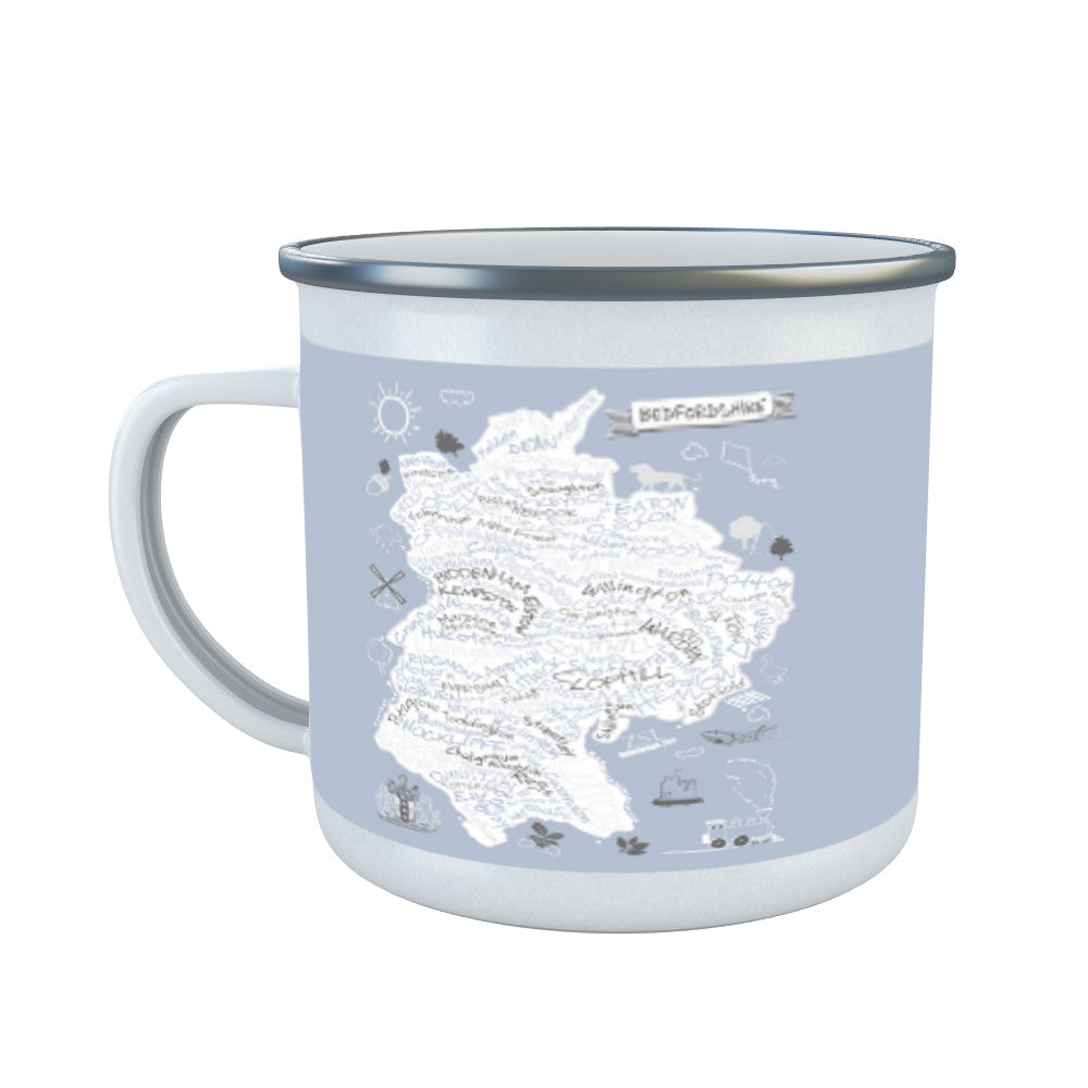 County Map of Bedfordshire, Enamel Mug