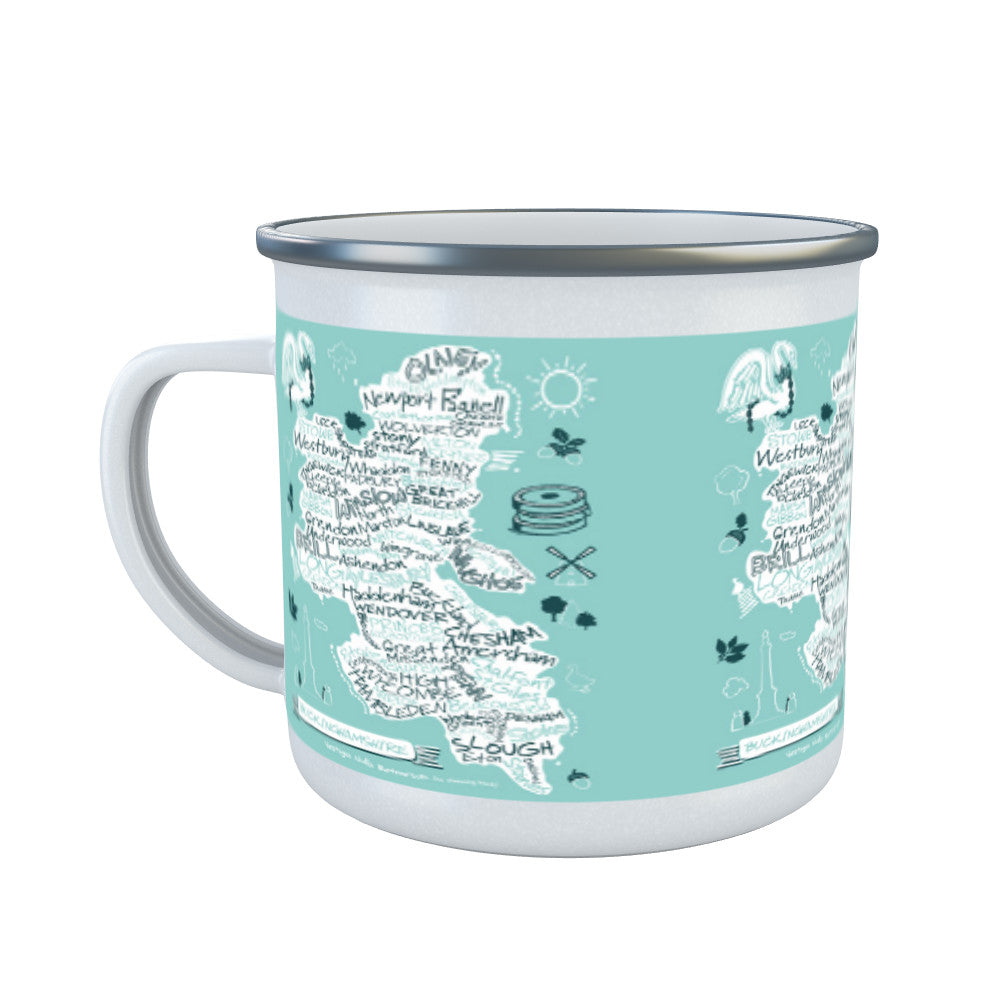 County Map of Buckinghamshire, Enamel Mug