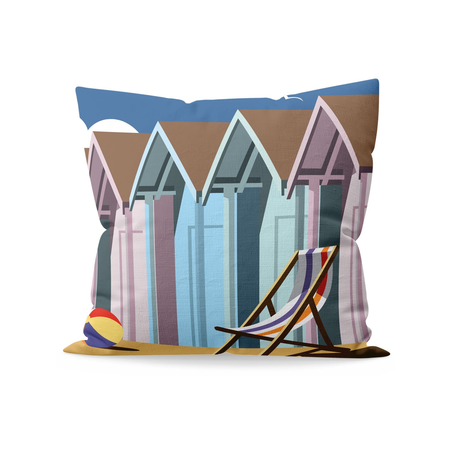 Beach Huts Fibre Filled Cushion