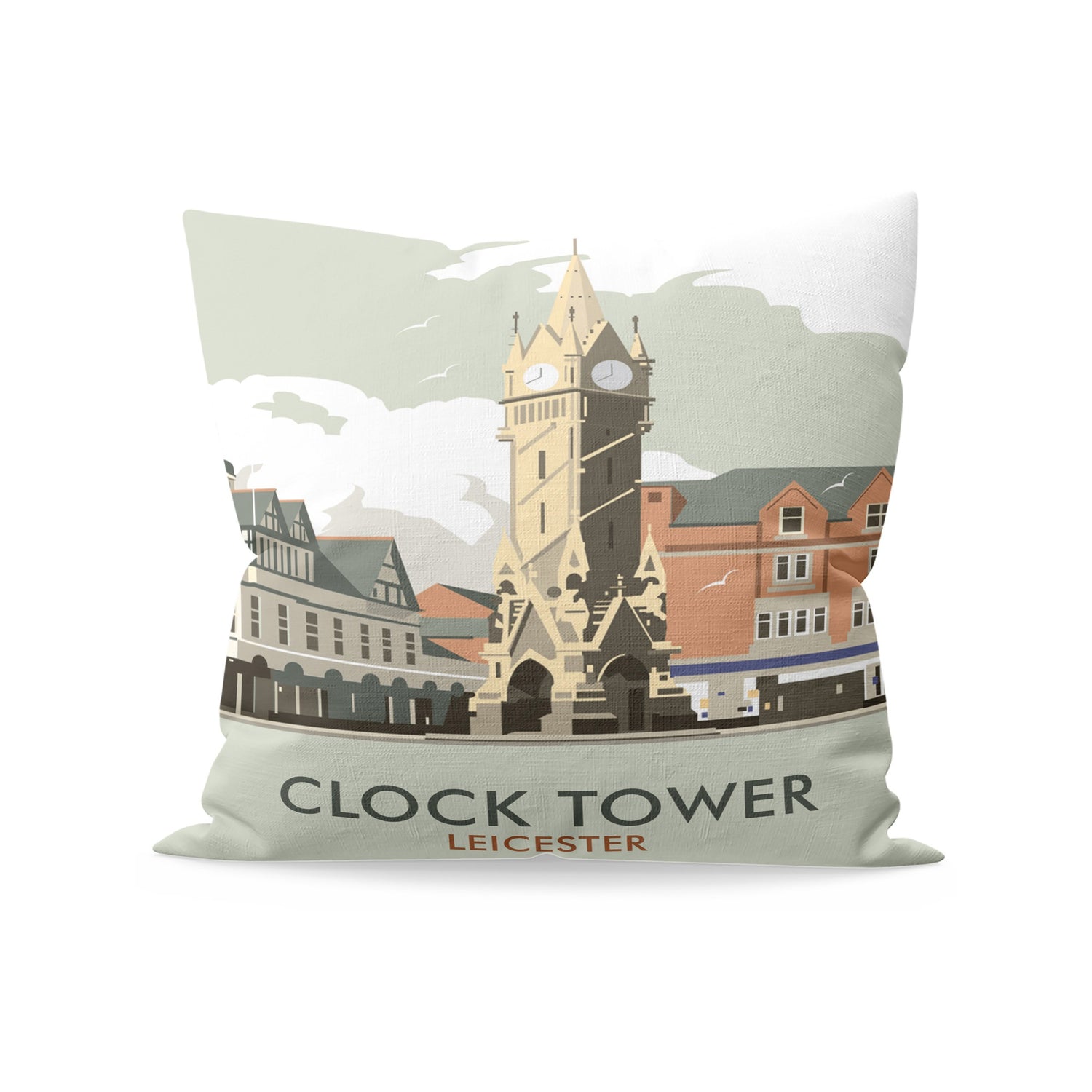 Clock Tower, Leicester Fibre Filled Cushion