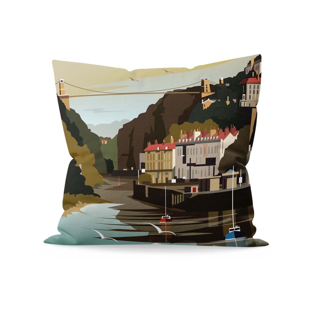 River, City, Bridge Print No Name Cushion