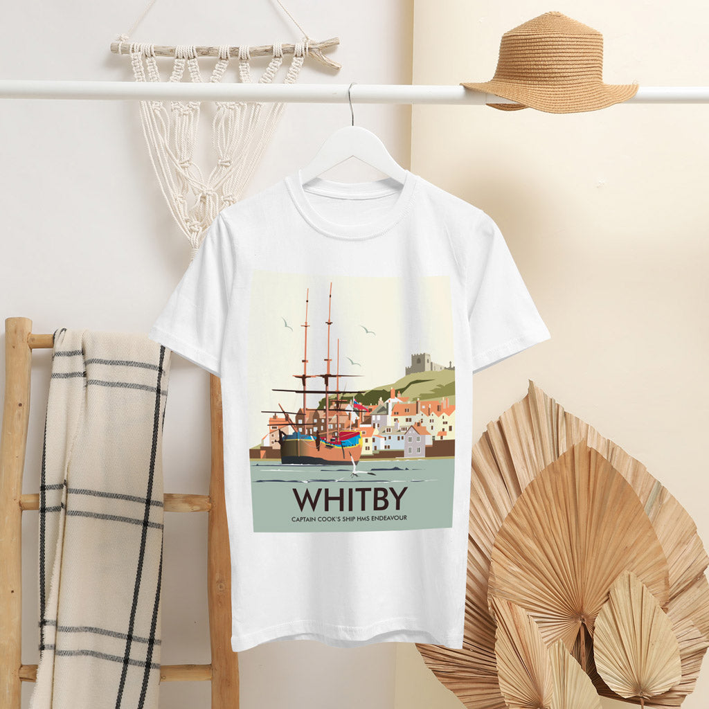 Whitby, Captain Cook'S Ship Hms Endeavour T-Shirt by Dave Thompson