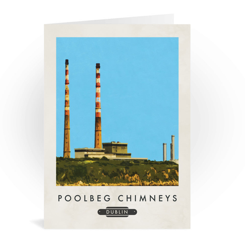 Poolbeg Chimneys, Dublin, Ireland Greeting Card 7x5