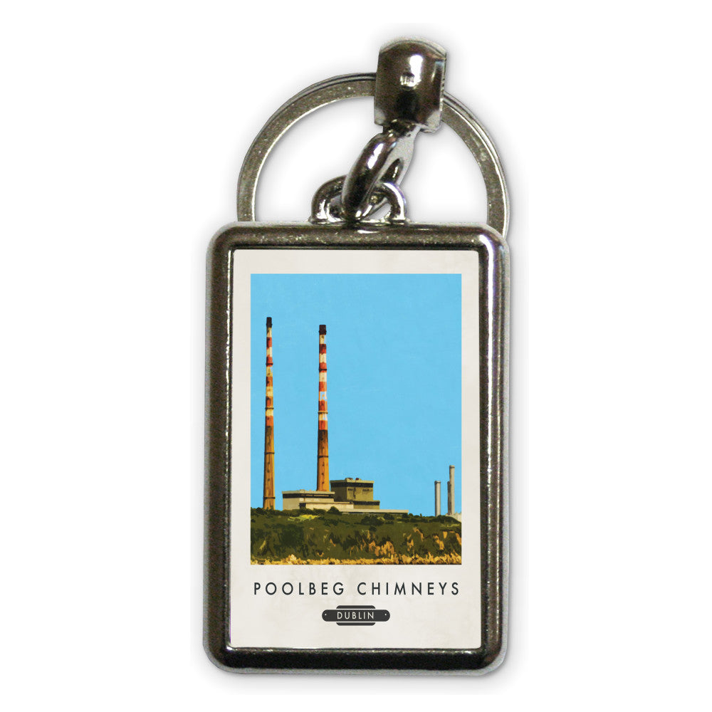 Poolbeg Chimneys, Dublin, Ireland Metal Keyring