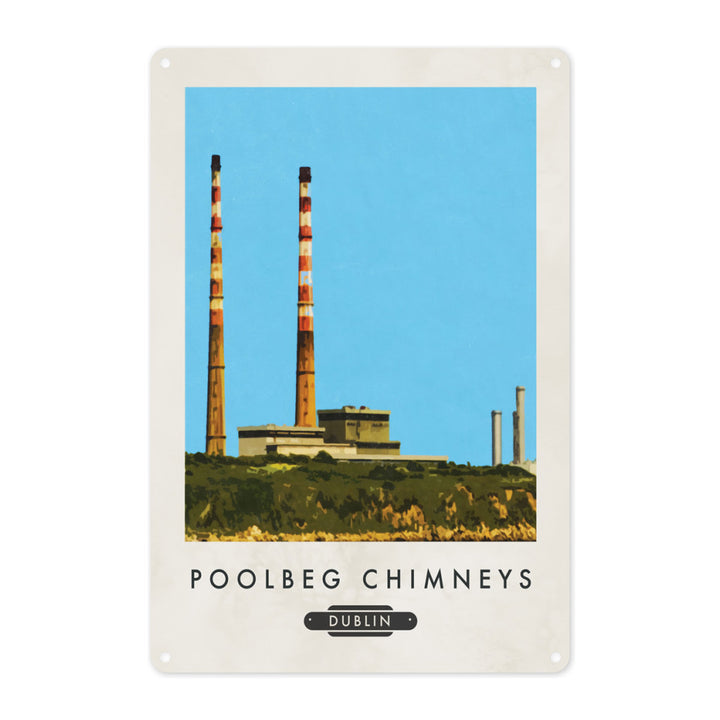 Poolbeg Chimneys, Dublin, Ireland Metal Sign