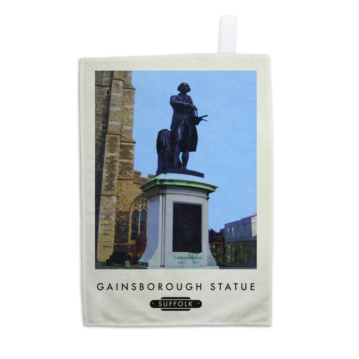 The Gainsborough Statue, Sudbury, Suffolk Tea Towel